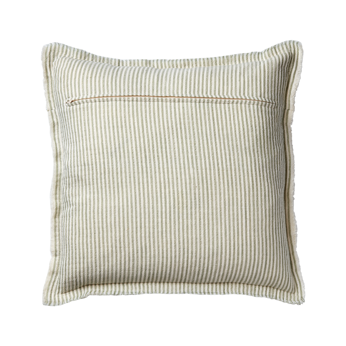 LINE kuddfodral 50x50 cm i grönvit randig design framifrån