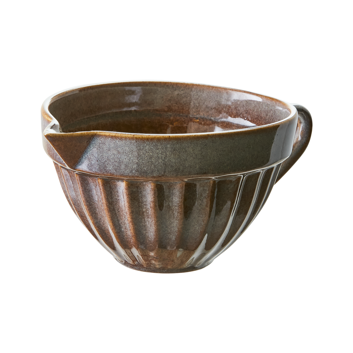 Brun COSTA skål med pip i glaserat stengods från Affari of Sweden