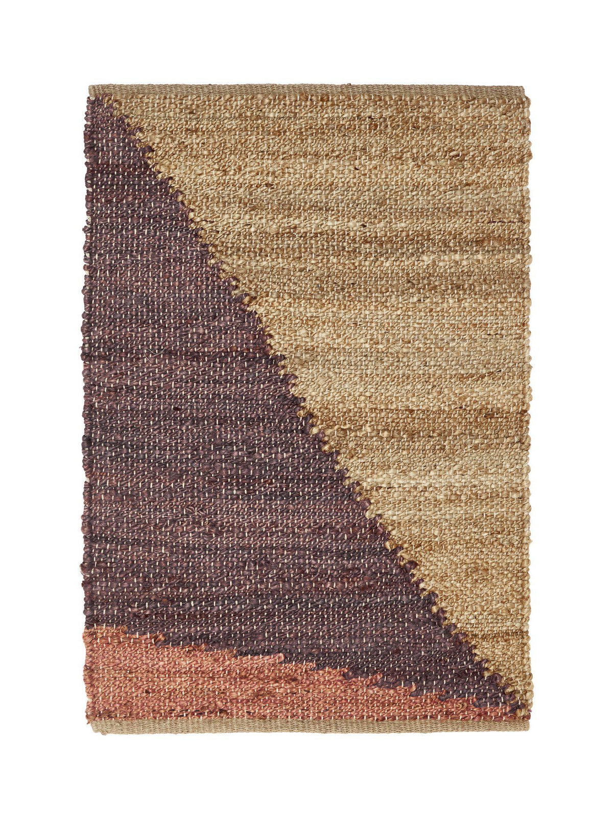 Vävd jutematta Brita Matta Ljung 170x240cm i lila och naturbeige toner