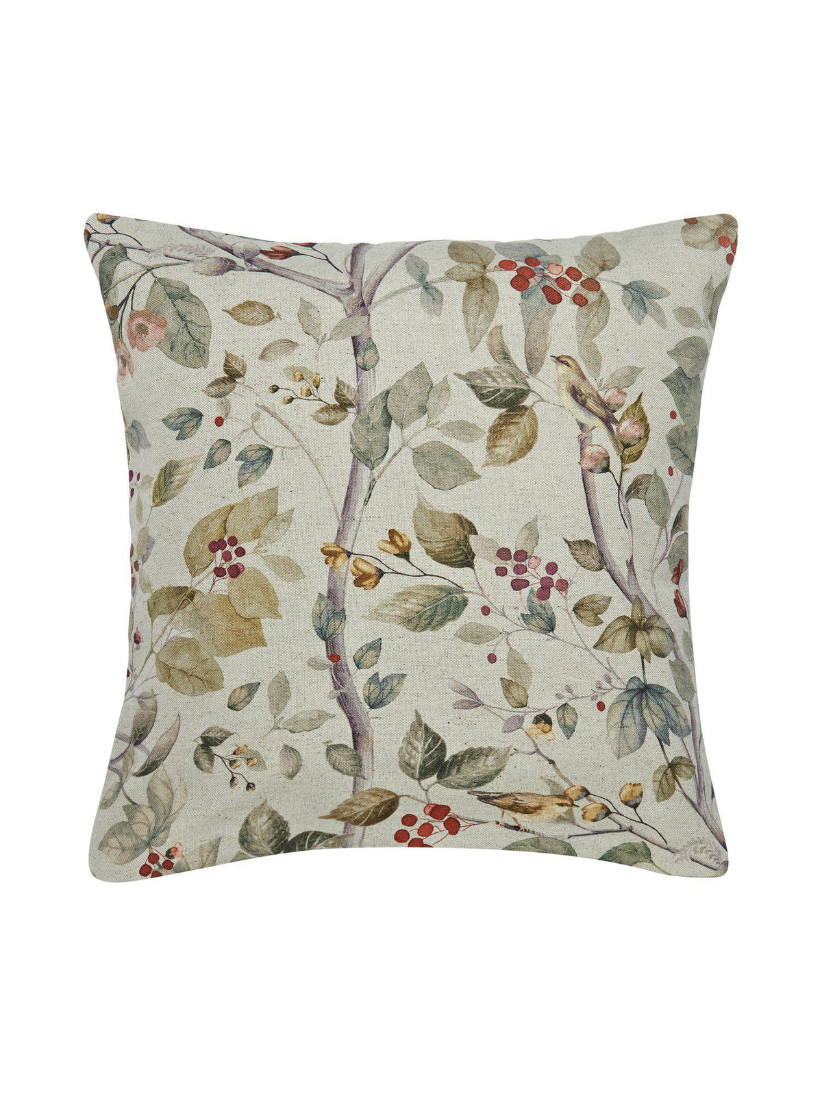 Garden kuddfodral multi 45x45 cm med mönster av fåglar, bär och blad