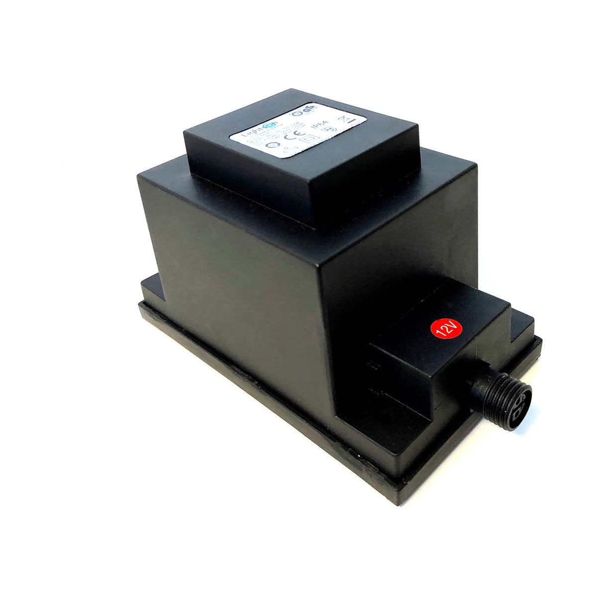 Svart transformator 105W från LightsOn för 12V trädgårdsbelysning
