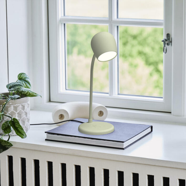 Smart bordslampa Ellie med Qi-laddning och Bluetooth-högtalare