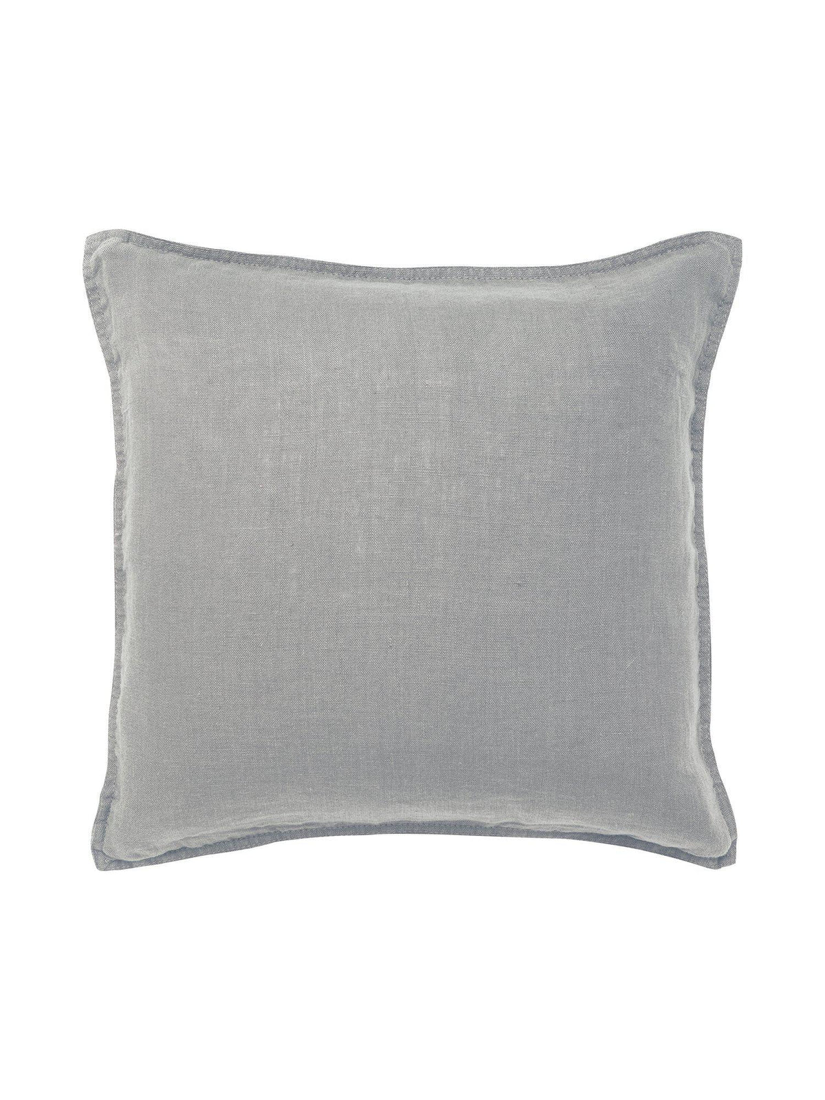 Grått Julie kuddfodral i linne 45x45 cm med dekorativ jeanssöm