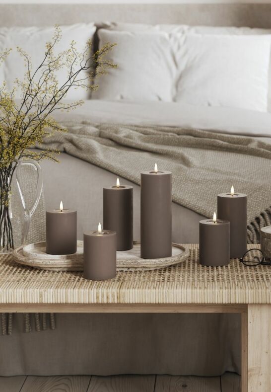Stämningsfullt LED-ljus 7,5x10 cm i vaxliknande mocca finish