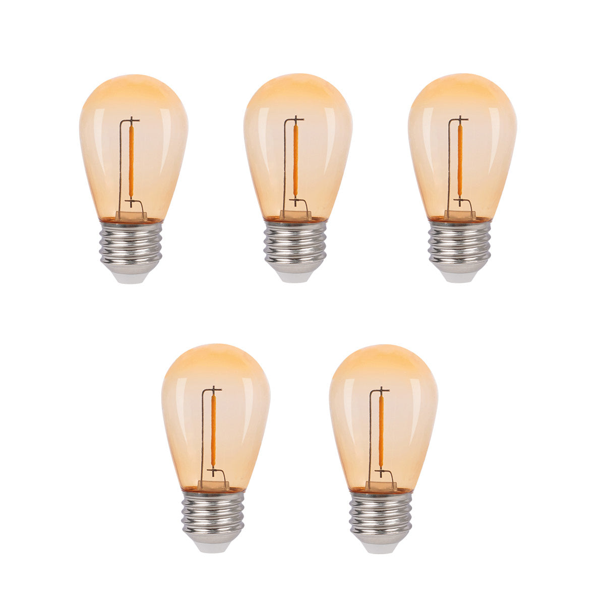 Fem stycken guldtonade Deco Bulb vintage ljuskällor med E27 sockel för utomhusbruk