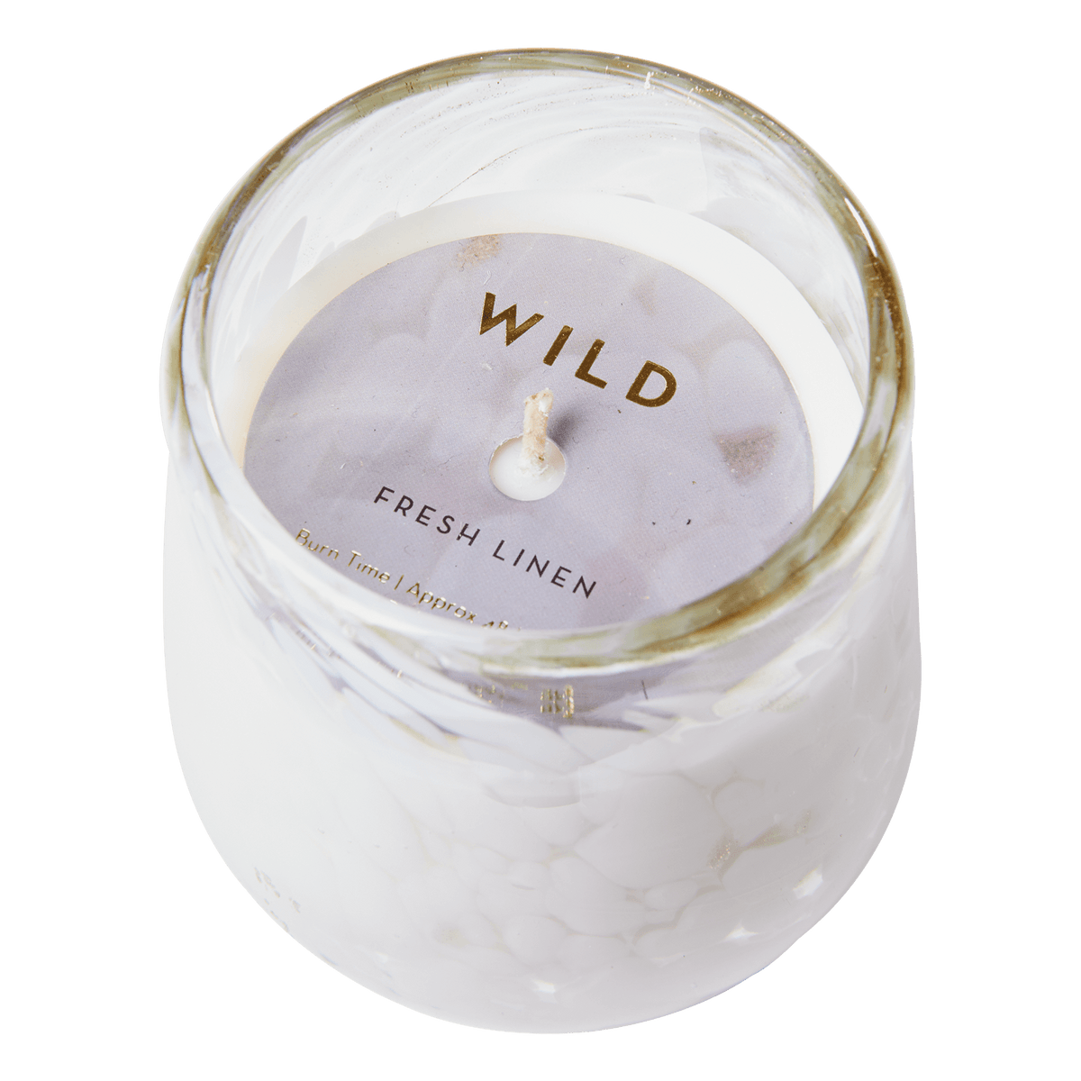 WILD doftljus Fresh Linen med sojavax i vitt glas