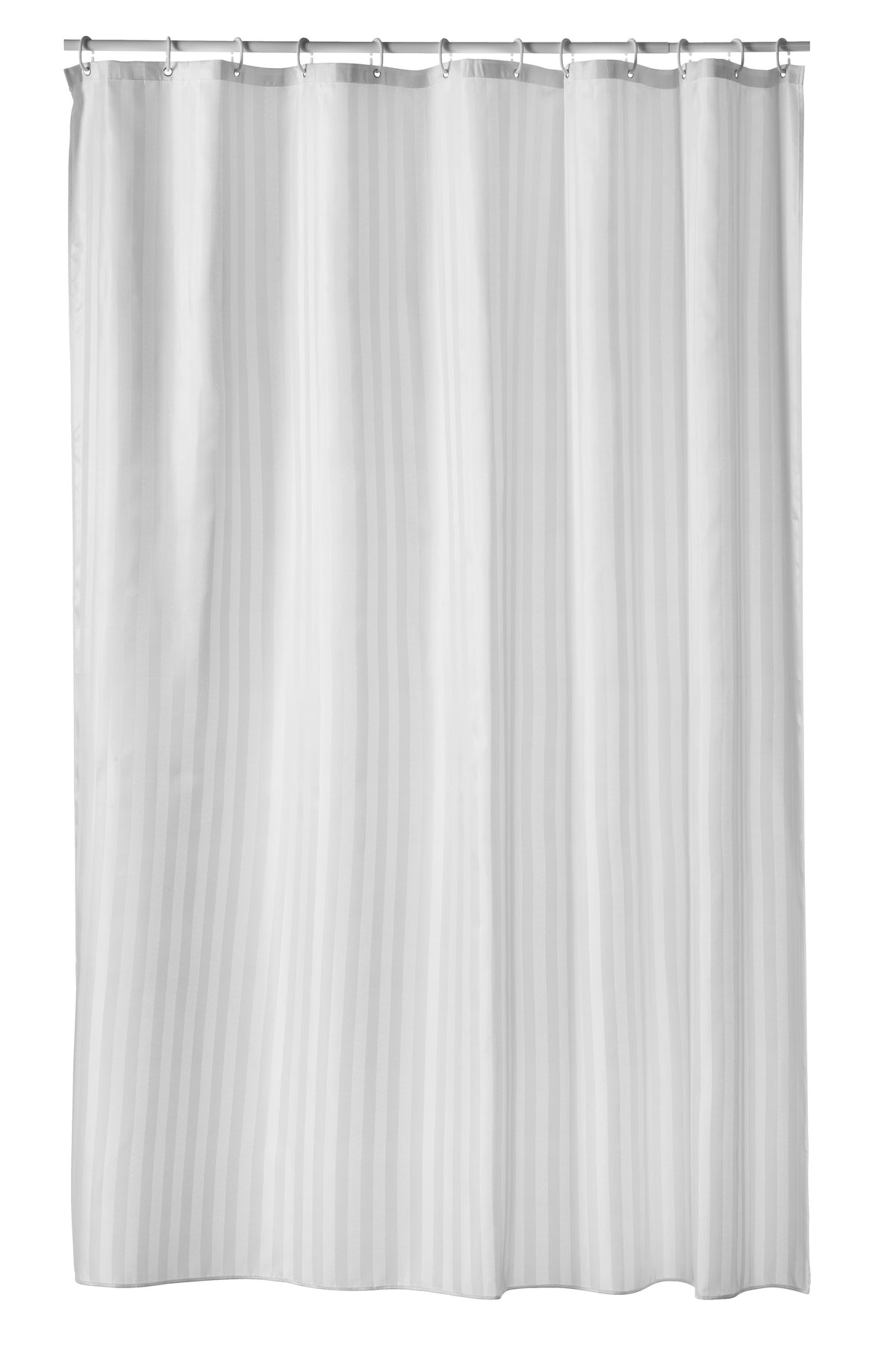 Vitt randigt duschdraperi Match 180x200 i jacquardväv