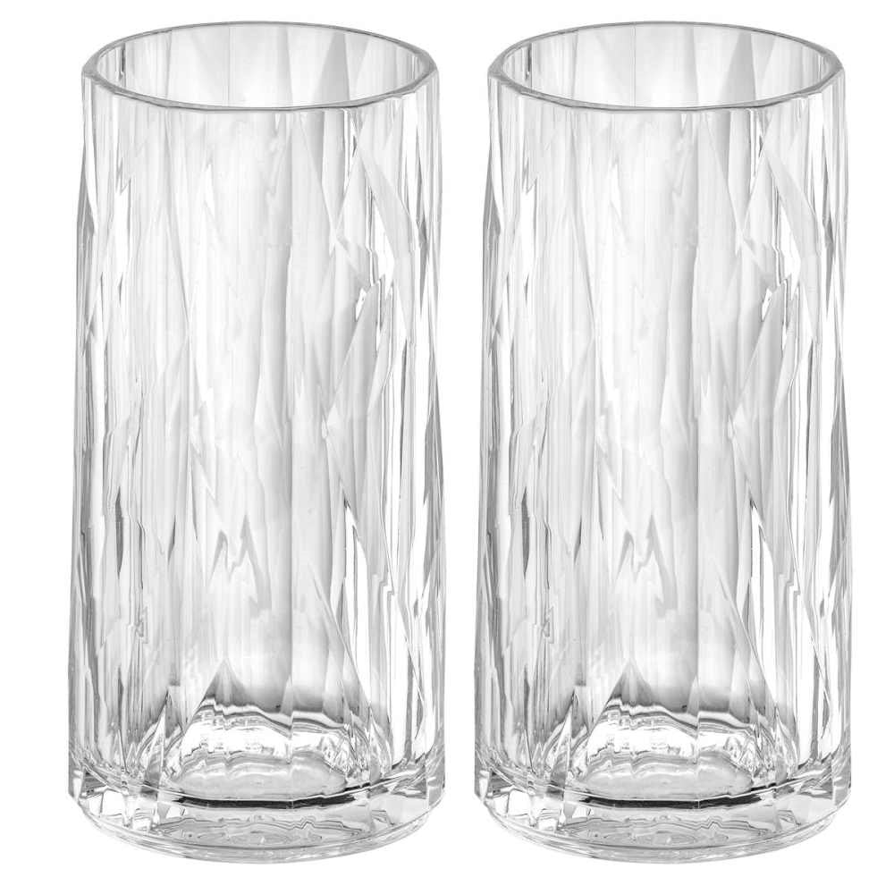 Club No. 8 okrossbara plastglas i 2-pack med kristallutseende.