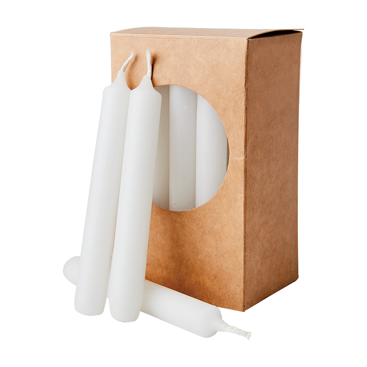 Vita WHITE julgransljus i 20-pack lutade mot en brun pappförpackning