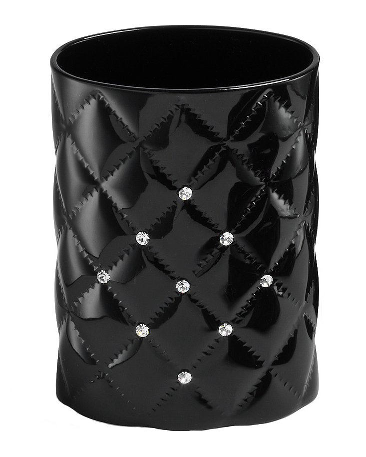 Svart badrumsmugg Carat med Swarovski-kristaller och rombmönster