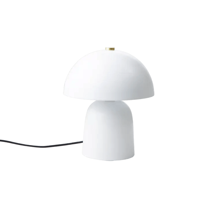 Vit svamplampa FUNGI bordslampa från Affari of Sweden framför svart bakgrund
