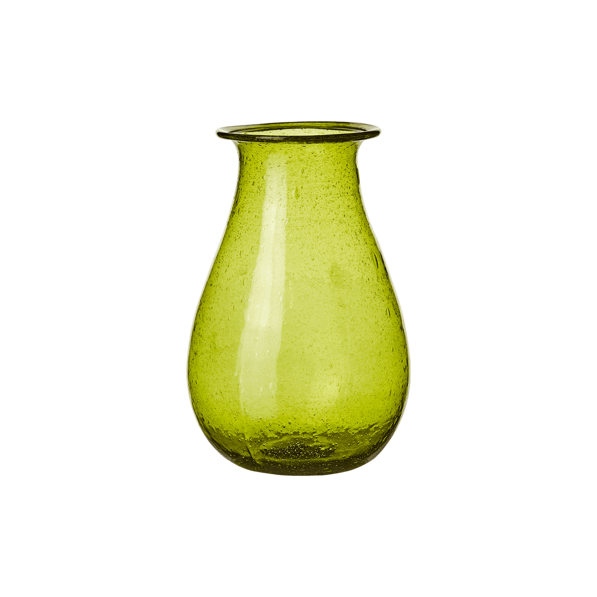 VIOLETTA vas M grön i munblåst återvunnet glas på vit bakgrund