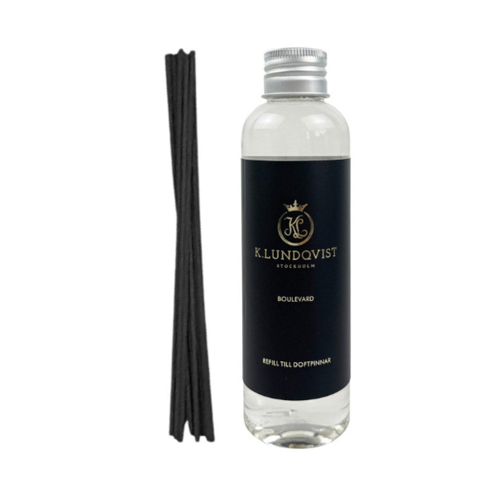 K. Lundqvist Refill Boulevard doftolja 150 ml med tio svarta doftpinnar