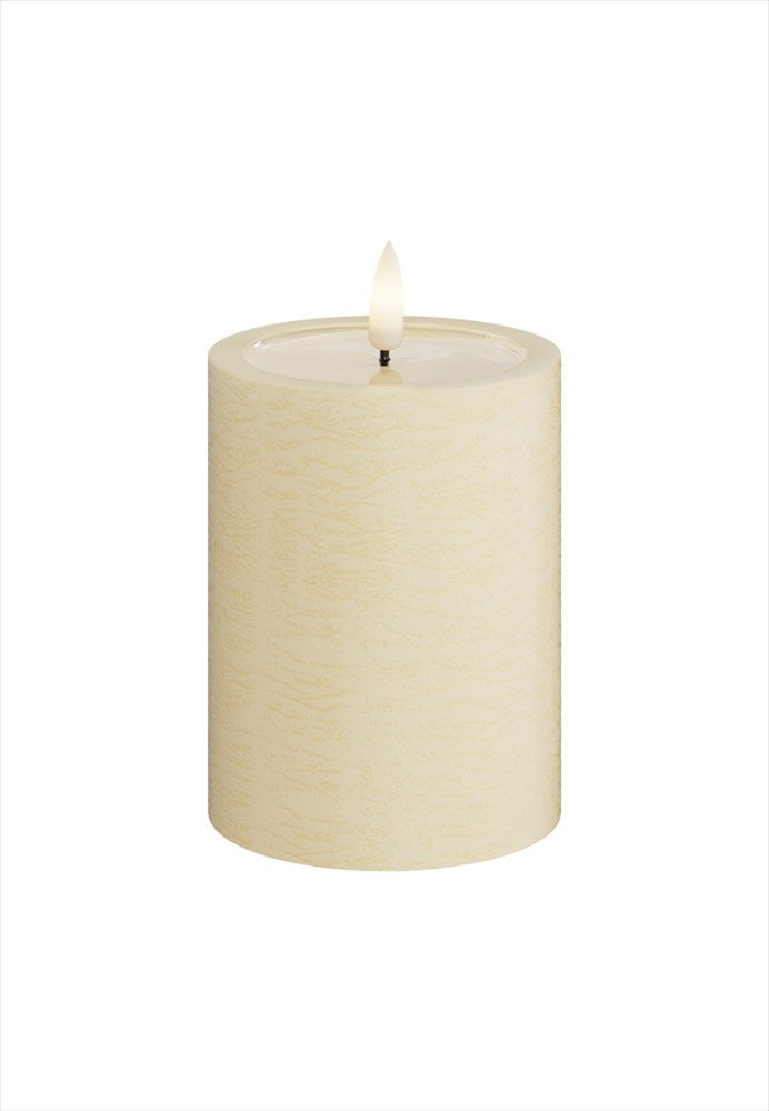 Unique LED Blockljus Cream 7,5x10 cm med verklighetstrogen 3D-låga