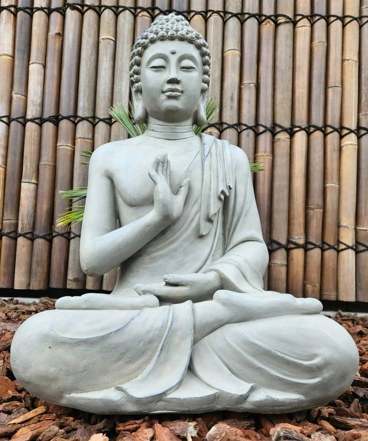 Sittande Buddha Trädgårdsstaty – 75 cm, grå - Hemboden