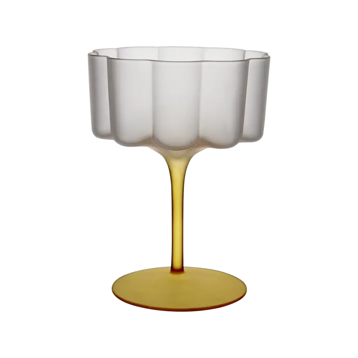 Set om 4 LILLIE cocktail-/dessertglas 30 cl i frostat glas med gul fot, eleganta glas från Hemboden.
