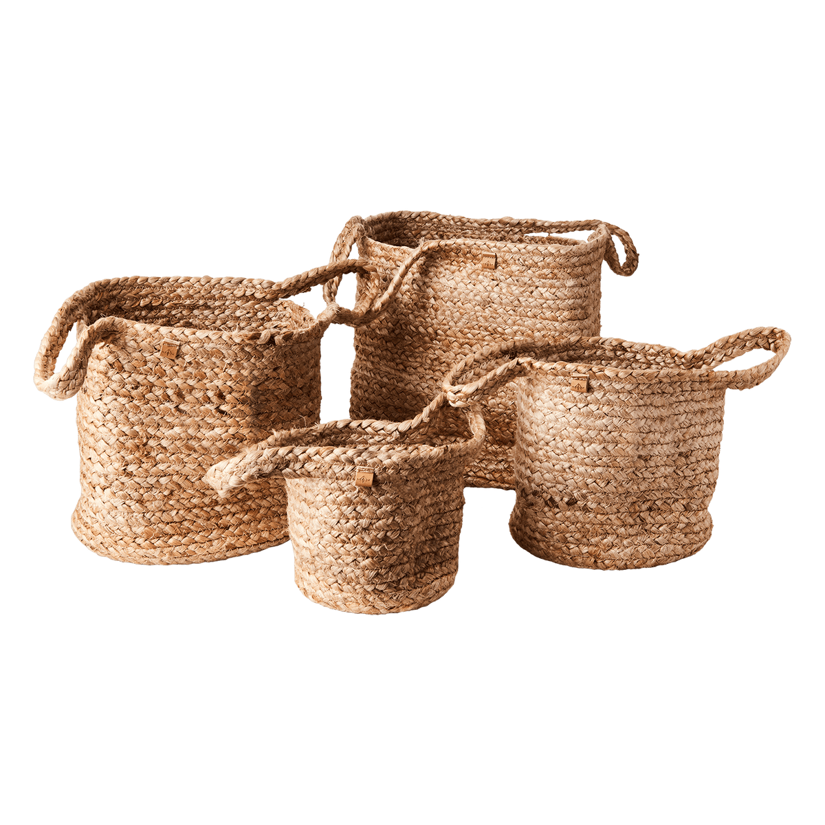 COLLECT korgar set om 4 i handvävd naturfärgad jute