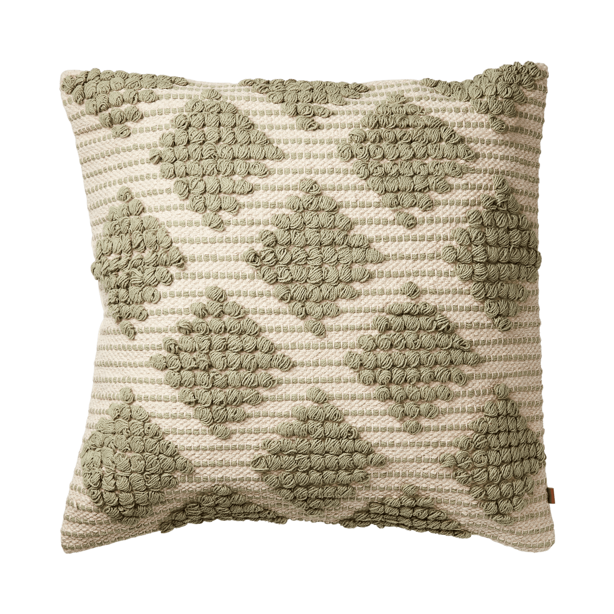 MINNA kuddfodral 50x50 cm i grön och elfenben med tuftat mönster