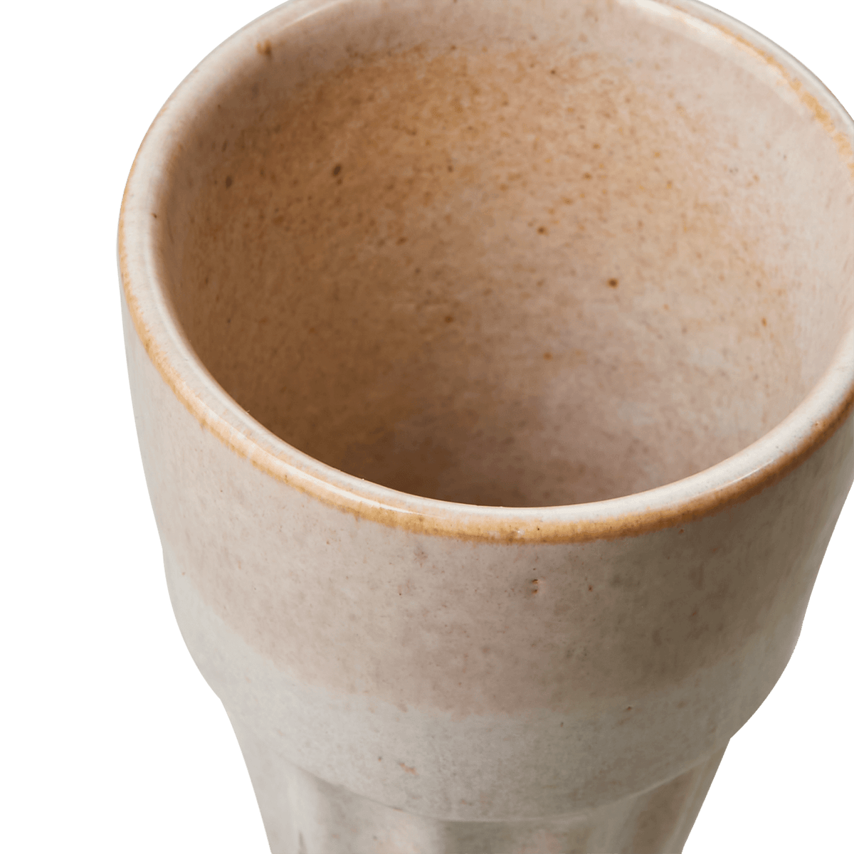 Keramikkopp COSTA i beige och flerfärgad glasyr mot vit bakgrund