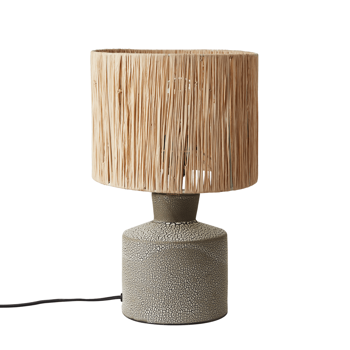 LAVA bordslampa i beige stengods med naturlig lampskärm