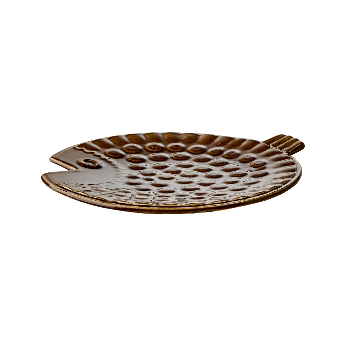 Fiskformat serveringsfat FORELL 19 cm i vacker brun glasyr