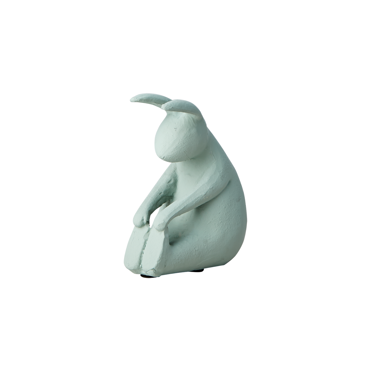 Grön dekorationsfigur föreställande en Yoga kanin i sittande position