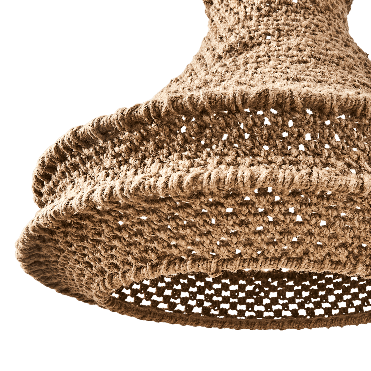 Närbild på den handgjorda strukturen av jute på NEST lampskärm