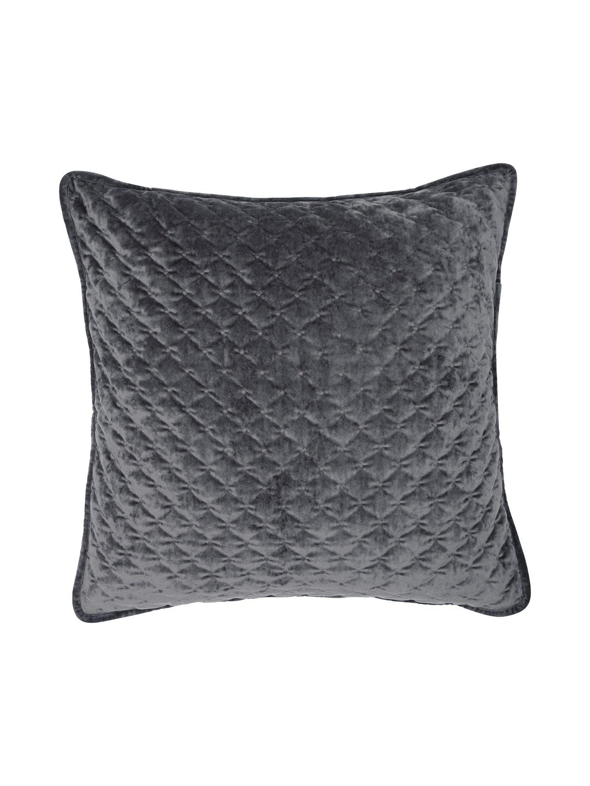 Cia kuddfodral 60x60 cm i grå quiltad sammet med broderade prickar
