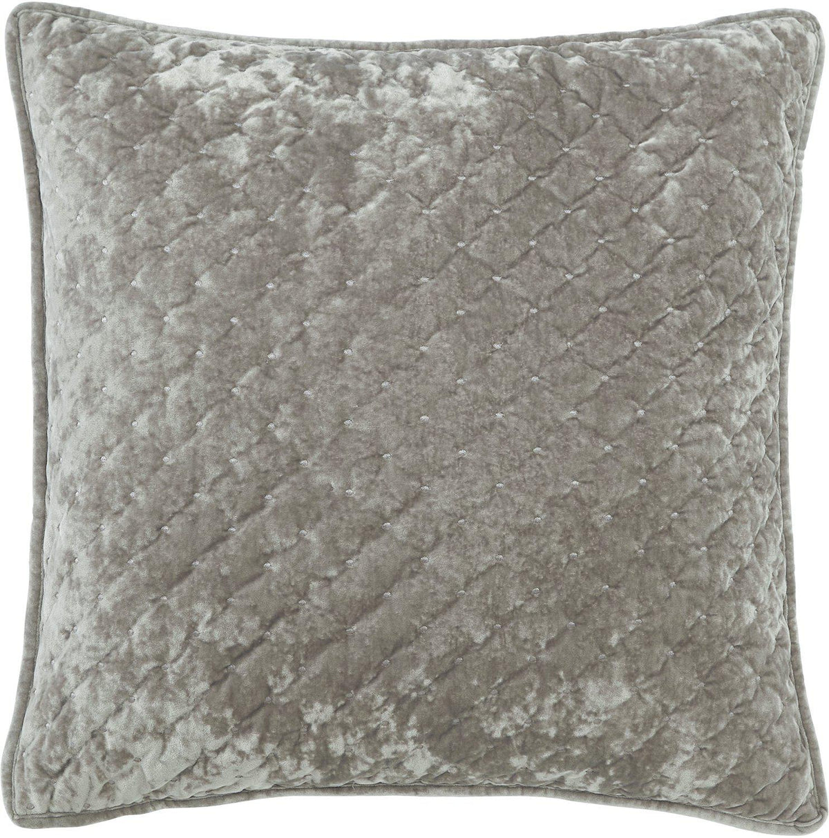 Cia kuddfodral i färgen lin med quiltad sammet och broderade prickar