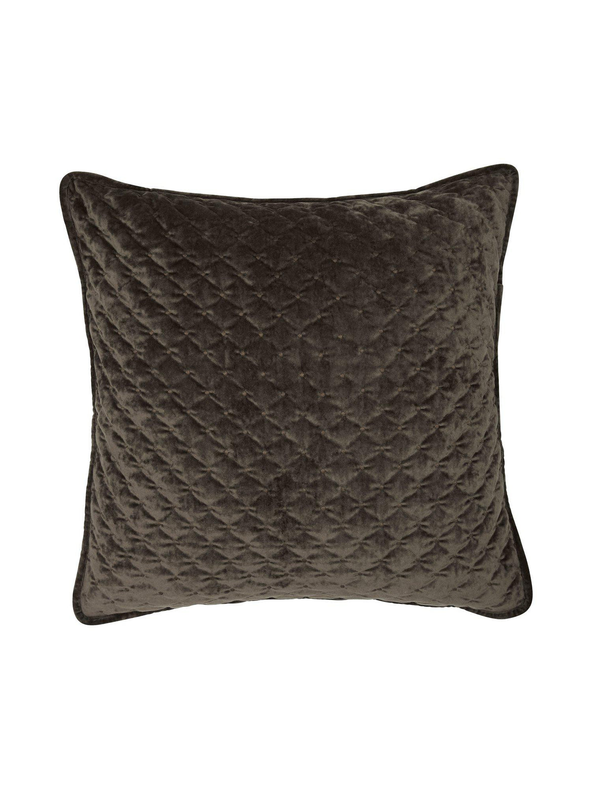 Cia kuddfodral 60x60 cm i brun quiltad sammet sedd framifrån