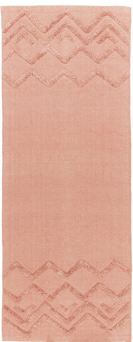 Rosa Madison matta i bomull med tuftat sicksackmönster i relief 70x140cm