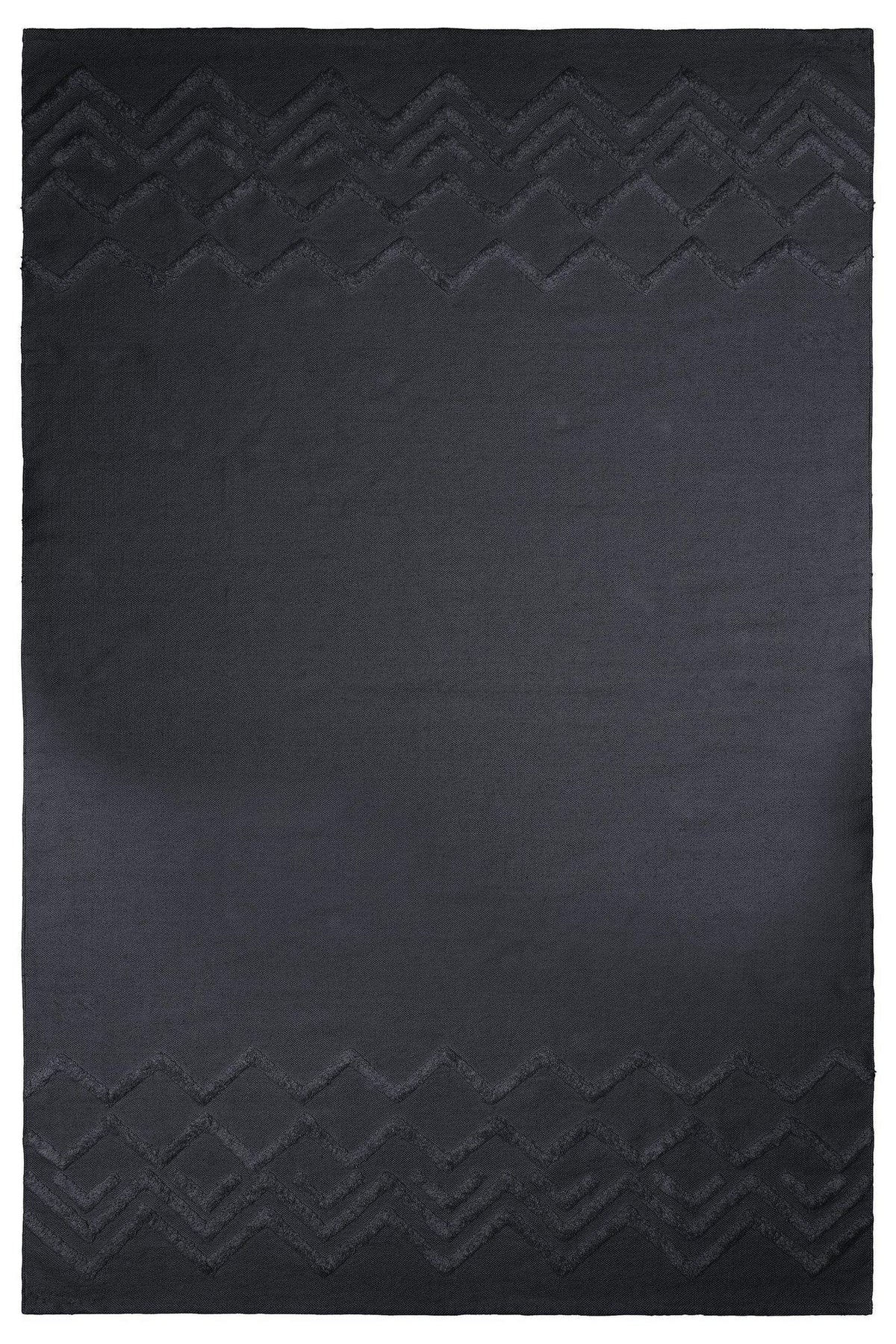 Madison matta grå 170x240 cm i bomull med tuftat sicksackmönster i relief sedd ovanifrån