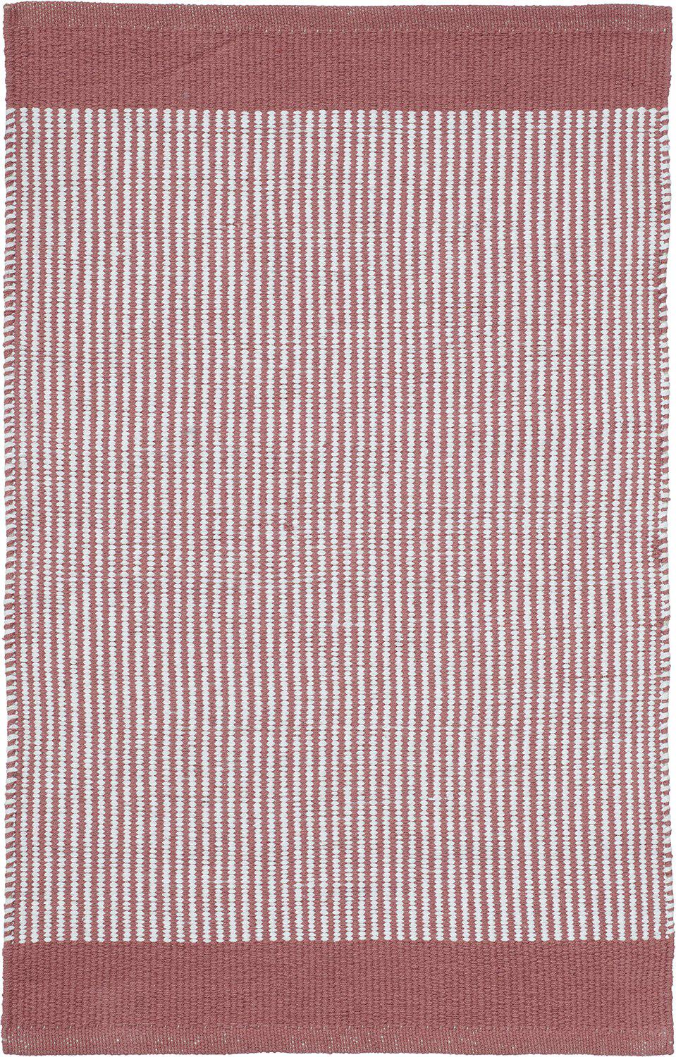Vävd bomullsmatta Stripe Rose med dekorativt randigt mönster