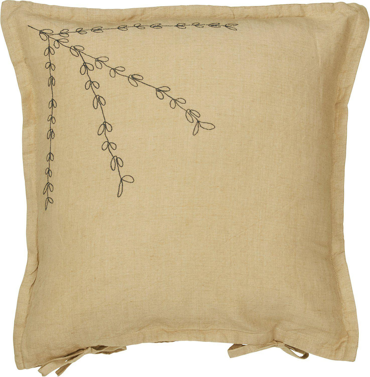Amie kuddfodral i färgen iskaffe med broderat botaniskt mönster