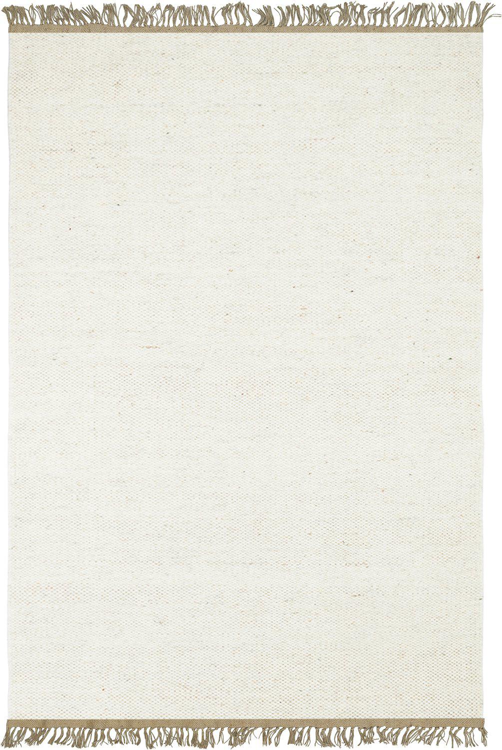 Slätvävd Ian ullmatta i offwhite med franser, storlek 170x240cm