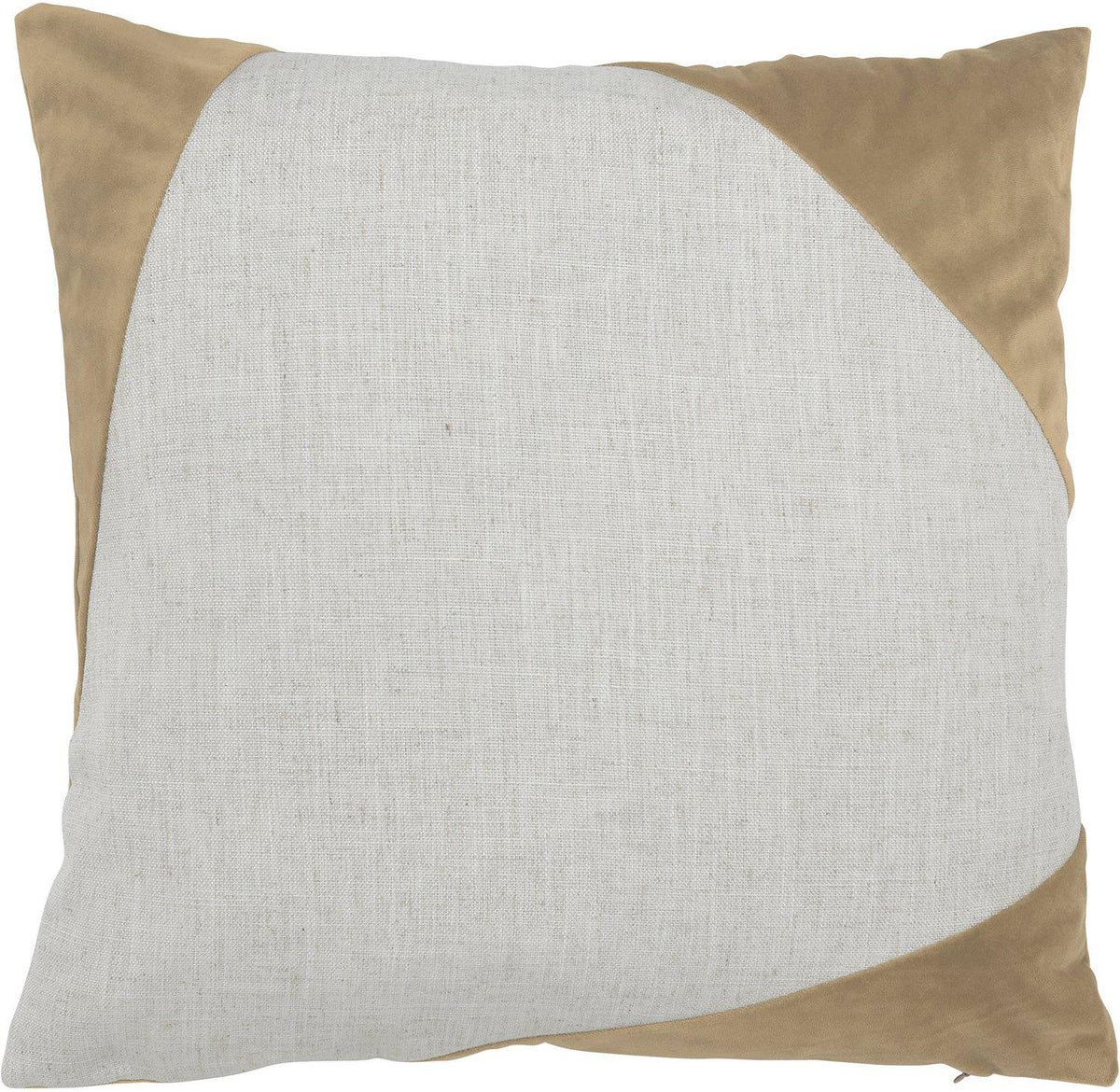 Gult och beige Inger kuddfodral i sammet och linnetyg