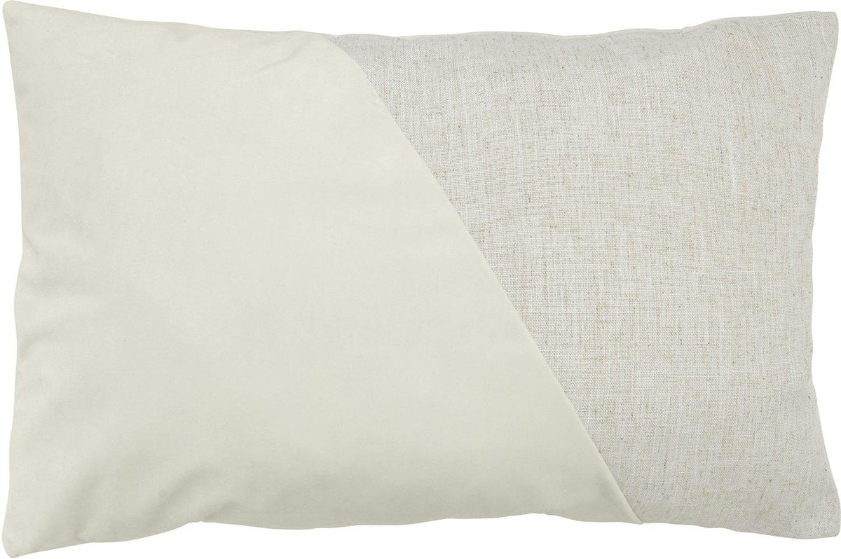 Vitt Inger kuddfodral 40x60 cm i kombinerad sammet och linneväv