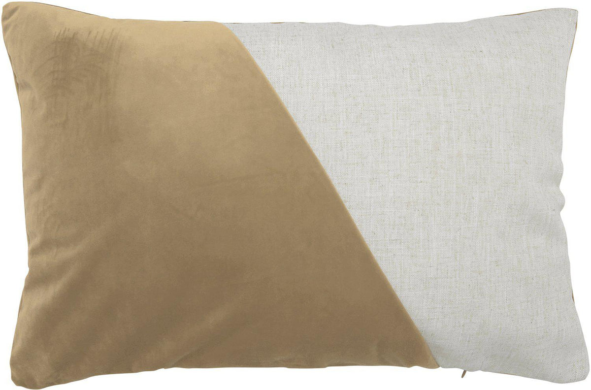 Gult och beige Inger kuddfodral 40x60cm i sammet och linneimitation
