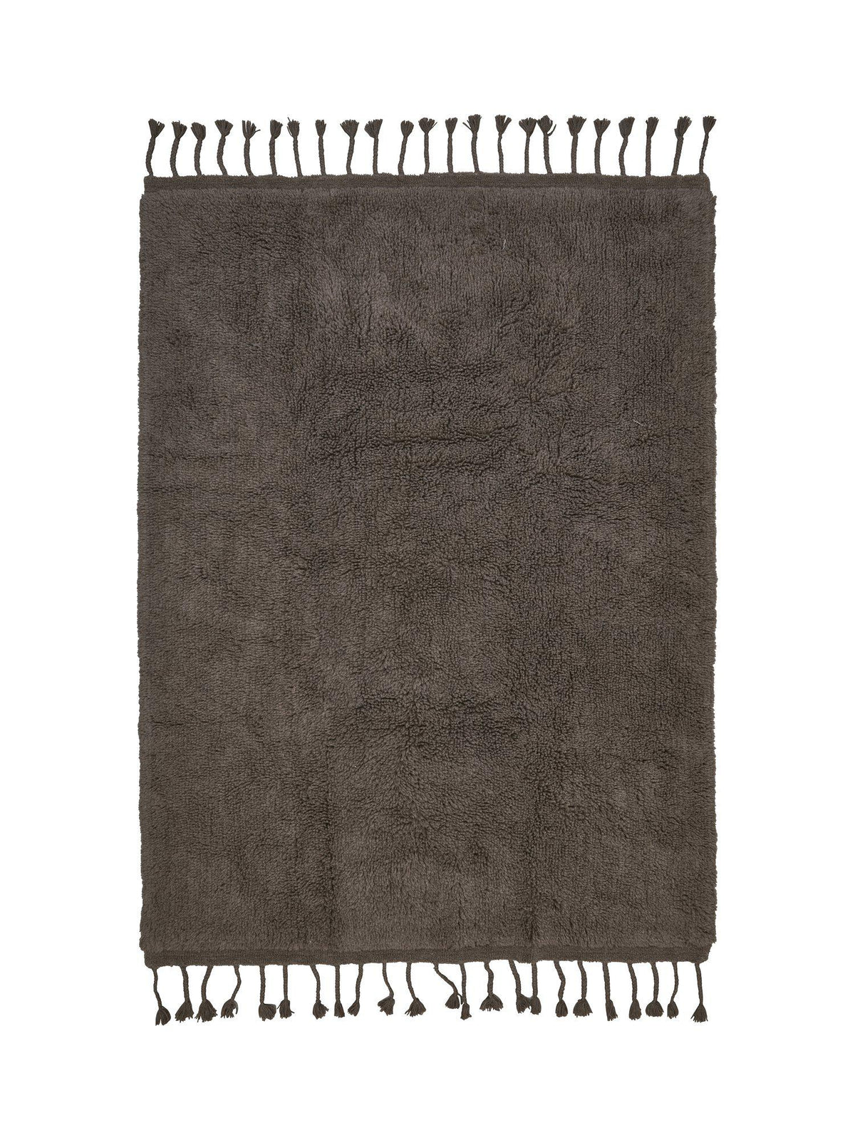 Uma ullmatta nougat 170x240 cm med flätade fransar uppifrån