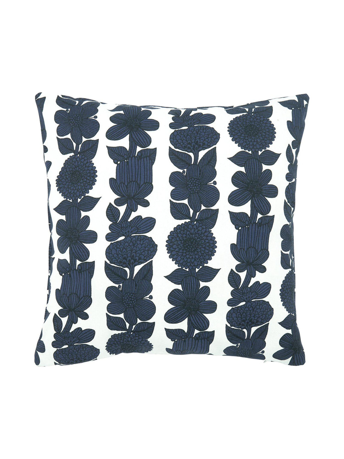 Blått Aster kuddfodral 45x45 cm med blommigt Stig Lindberg mönster på vit bakgrund