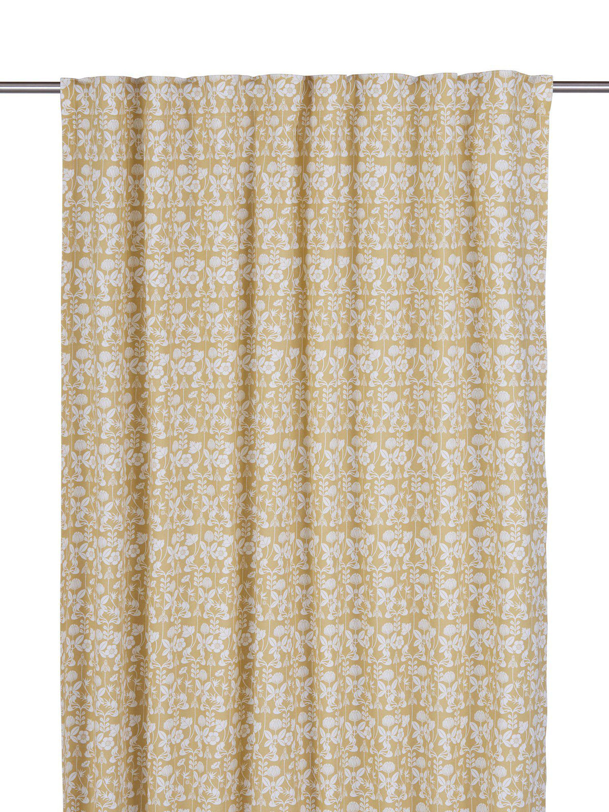 De Mina Gardin Havre 2-pack med vitt blommönster på gulbeige bakgrund