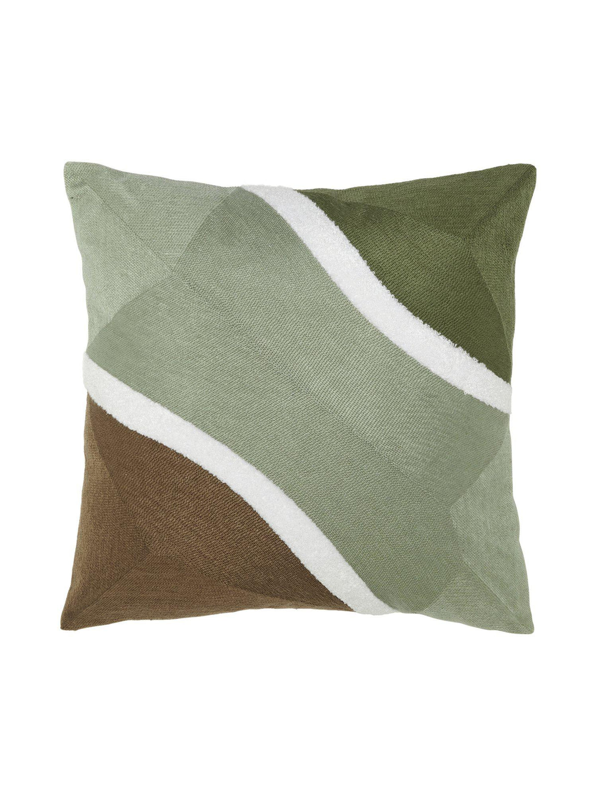 Claire kuddfodral mossa 45x45 cm med broderat geometriskt mönster