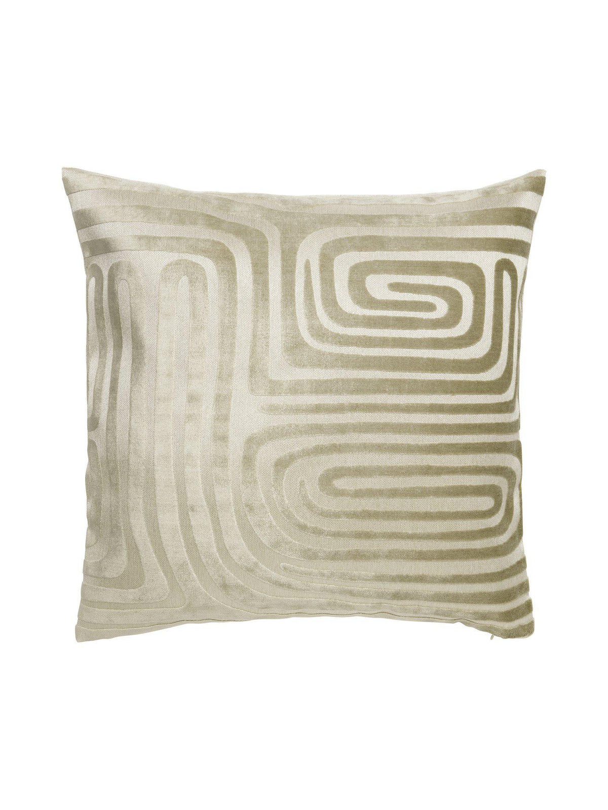 Molly kuddfodral mossa 45x45 med vävt mönster i sammetsrelief sedd framifrån