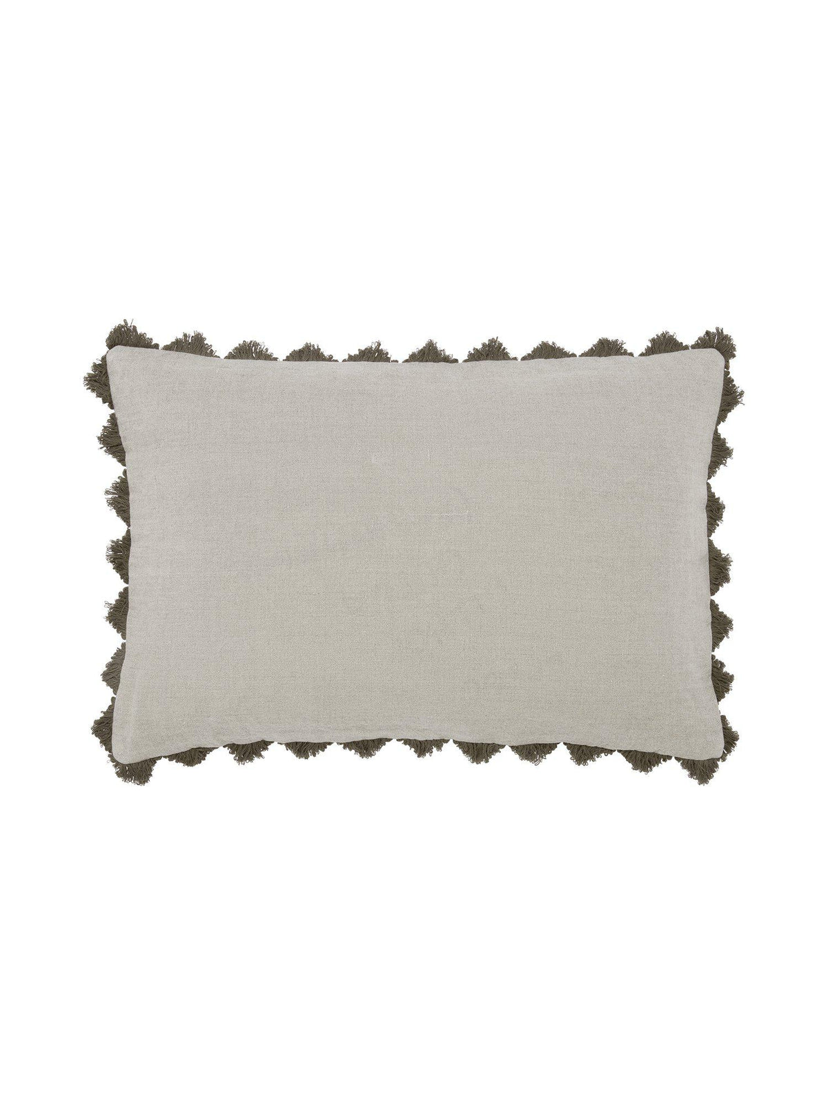 Ida kuddfodral i mörkbrunt linne med dekorativa fransar 40x60 cm