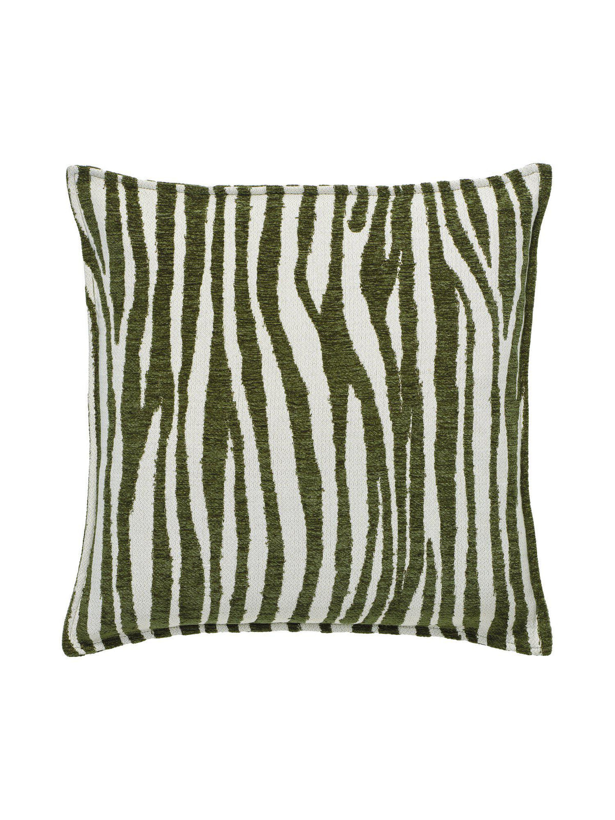 Marty kuddfodral mossa 45x45 cm med grönt zebra-mönster i sammetsrelief