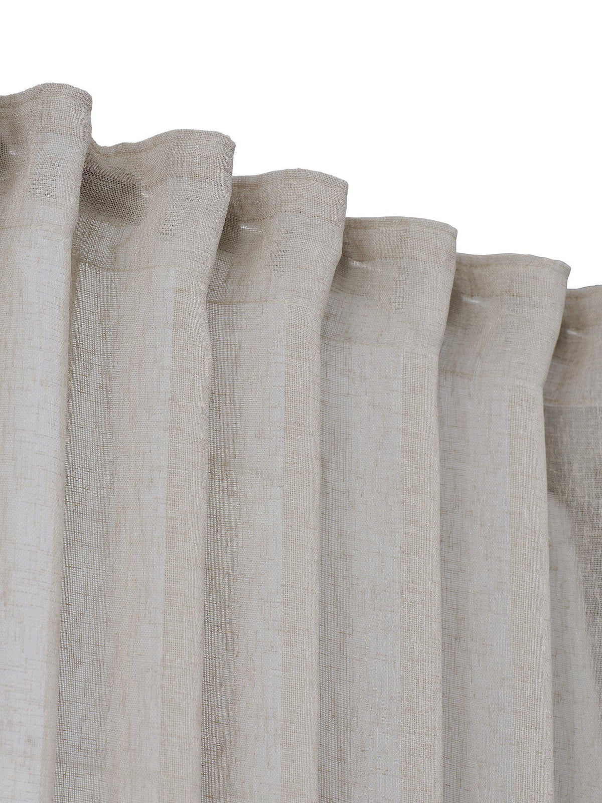 Närbild på tyget i Diana multibandslängd beige med strukturerad väv