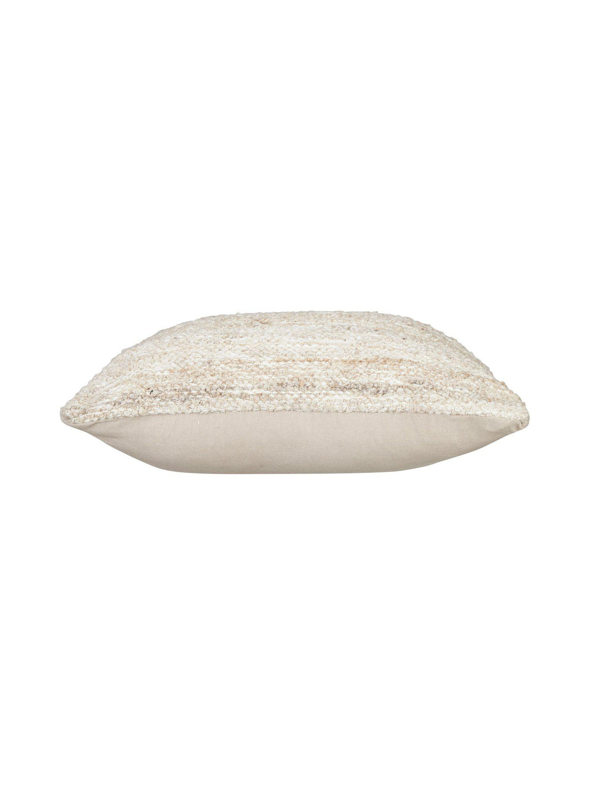 Närbild på strukturen av Jana kuddfodral i beige ull och bomull