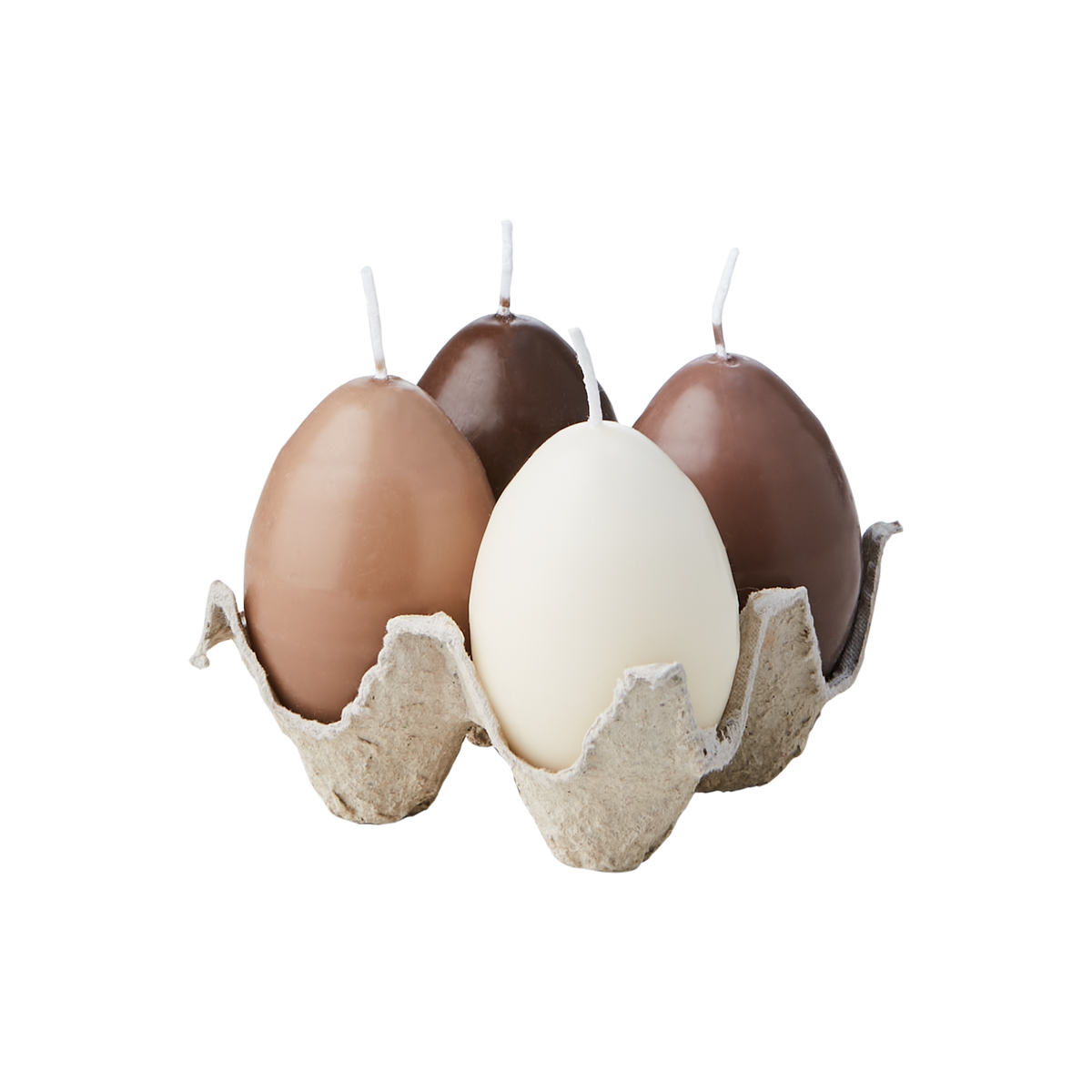 EGG CANDLES 4-pack med äggformade ljus i en äggkartong