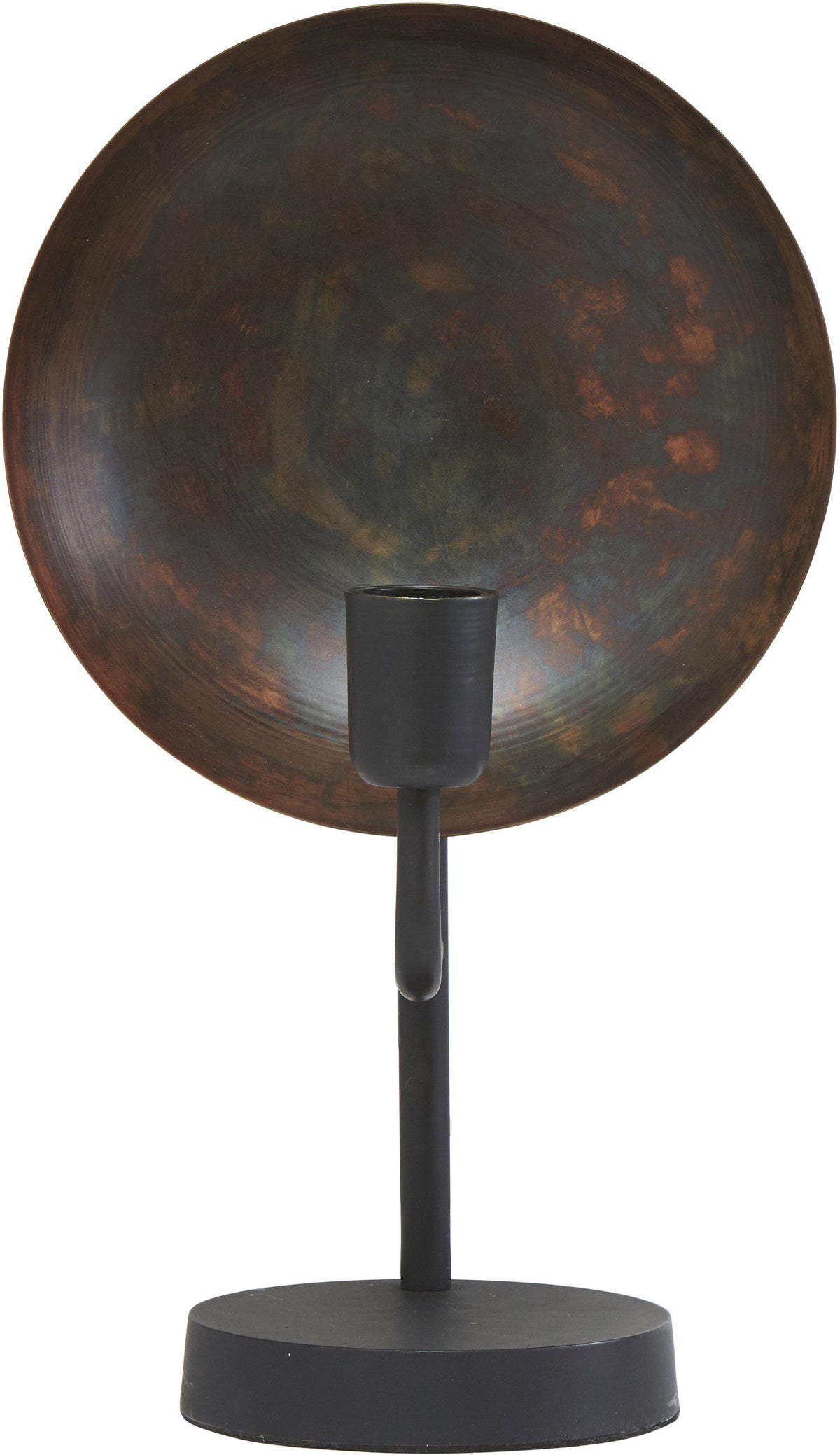 Uptown lampfot i svart metall med rund patinerad skärm 44 cm