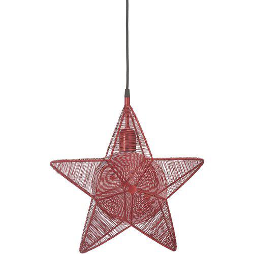 Rigel adventsstjärna i röd metall med svart textilsladd